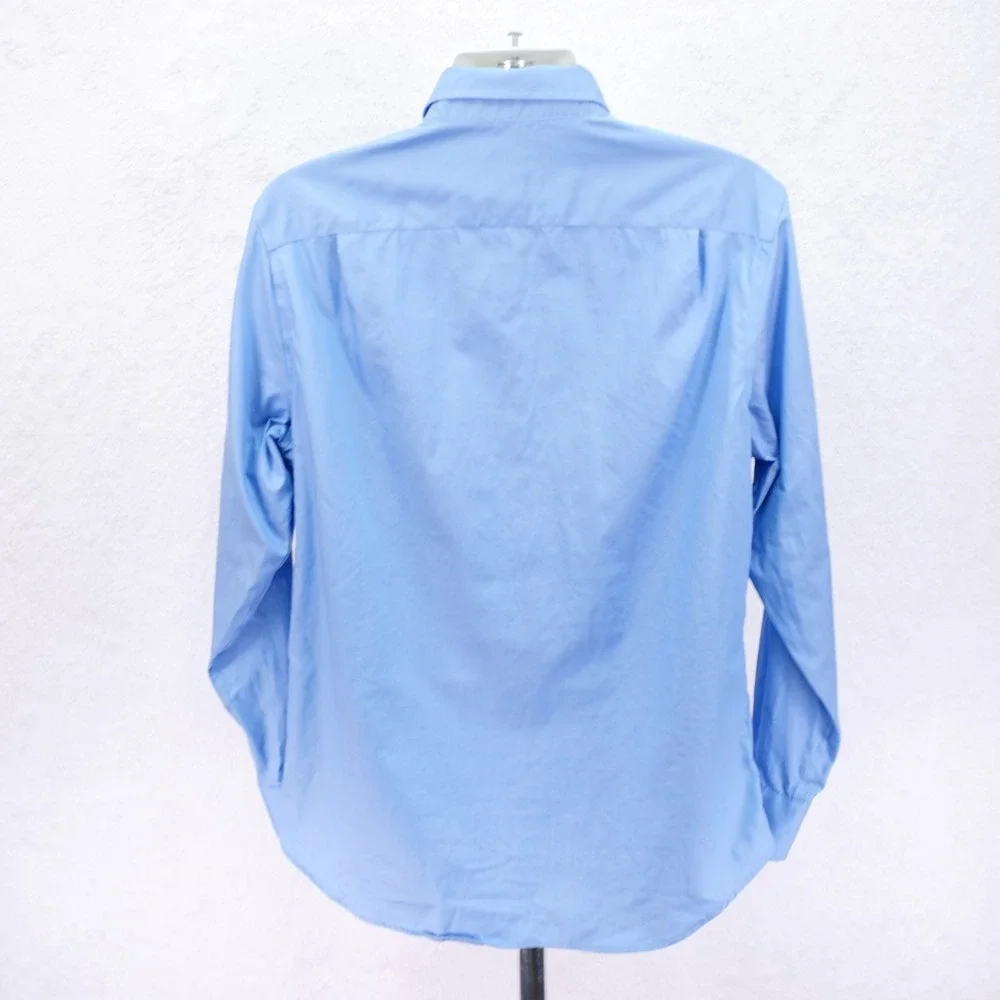 Banana Republic Blue -Large 16-16.5- Collared Dress Shirt Twill Striped Non‎ Iro